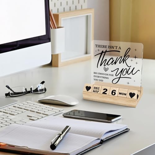 Thank You Appreciation Gifts - Wooden Block Perpetual Calendar