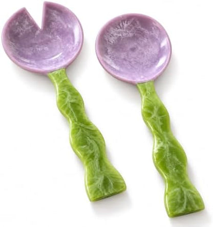 Folkulture Resin Salad Servers, Serving Spoons, Green, 12" Long Set of