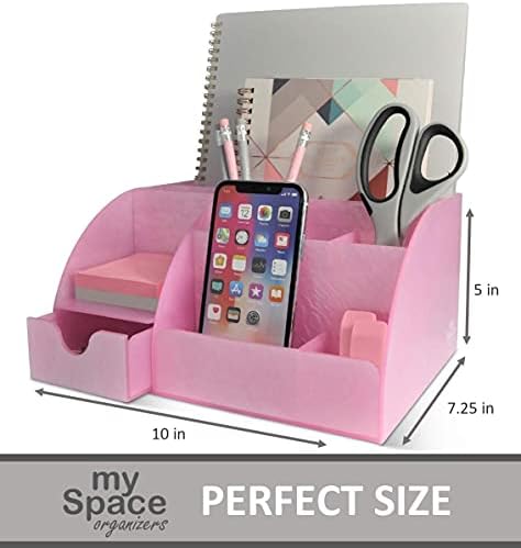 My Space Organizers Pink Desk Organizer Office, Acrylic, with Drawer