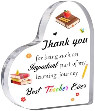 Teacher Appreciation Gift - Acrylic Heart Plaque Paperweight