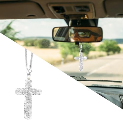 Bling Car Rear View Mirror Accessories Hanging Pendant,Cross Crystal