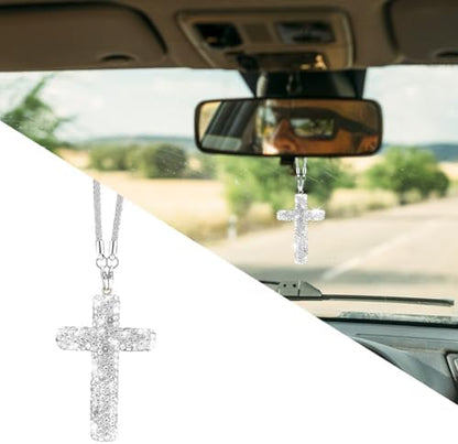 Bling Car Rear View Mirror Accessories Hanging Pendant,Cross Crystal