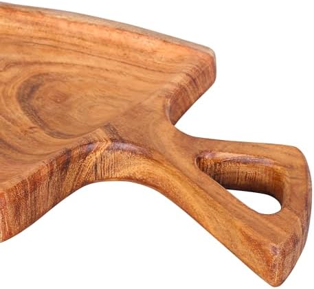 GoCraft Acacia Wood Live Edge Serving Platter with Handle