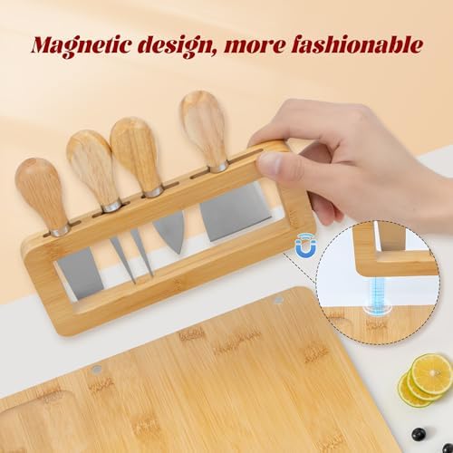 Bamboo Charcuterie Boards Cheese Board Knife Set,House Warming Gifts