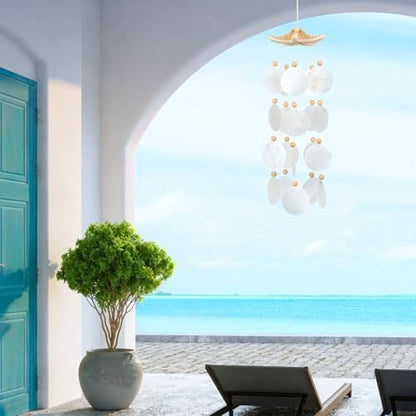 Seashells Wind Chimes - Handcrafted White Capiz Shells Windchime
