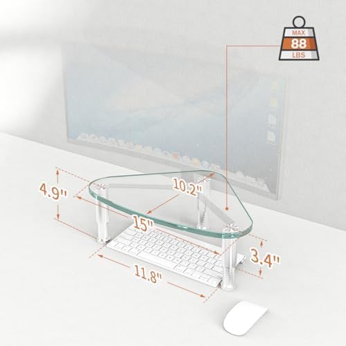 Hemudu Clear Glass Computer Monitor Riser / Triangle Desktop Universal