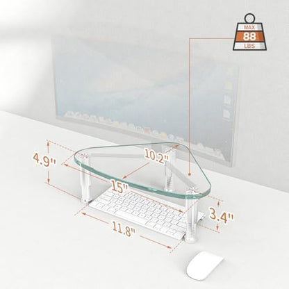 Hemudu Clear Glass Computer Monitor Riser / Triangle Desktop Universal