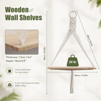 Artilady Macrame Wall Hanging Shelf Boho Storage Wall Decor for