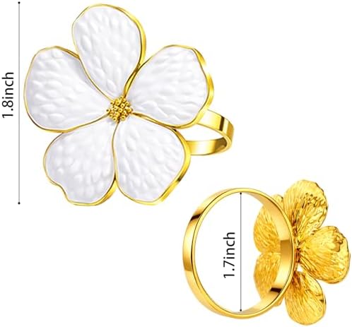 Flower Napkin Rings Set of 8, European Palace-Style Glaze