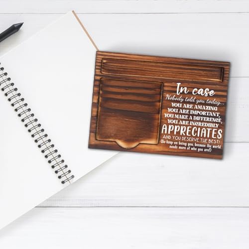 Appreciation Gift, Inspirational Wooden Sticky Note Holder for