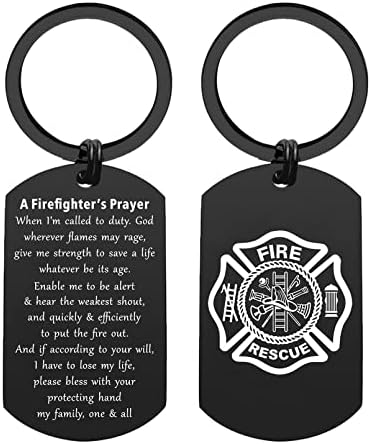 ENGZHI Firefighter Gifts for Men Fire Man Prayer Keychain- God Give Me