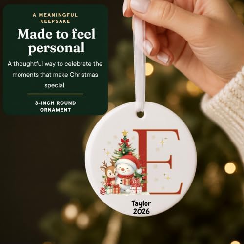 Lydia Gifts 2026 Personalized Letter E Monogram Christmas Ornament