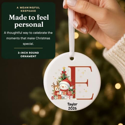 Lydia Gifts 2026 Personalized Letter E Monogram Christmas Ornament