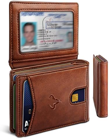 BULLIANT Men Slim Leather Pocket Wallet Bill Holder 11Cards-Genuine