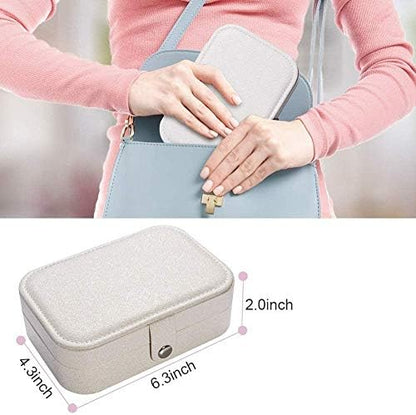 Small Portable Jewelry Organizer, Double Layer PU Leather Mini Jewelry