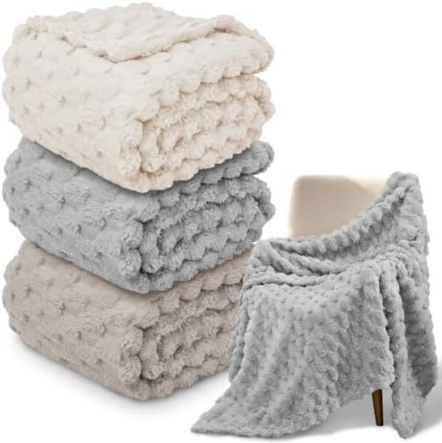 3 Pack Flannel Throw Blanket Bulk 320 GSM