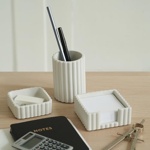 Modern Aesthetic Desk Accessories Set of 3 - Stylish Concrete