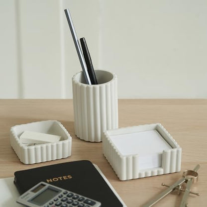 Modern Aesthetic Desk Accessories Set of 3 - Stylish Concrete