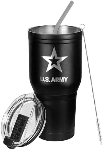 Military Gift Shop 30 oz US-Army Black Double Wall Vacuum Insulated