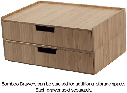 MobileVision Bamboo Drawer Large, Monitor Stand & Stackable Storage