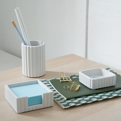 Modern Aesthetic Desk Accessories Set of 3 - Stylish Concrete