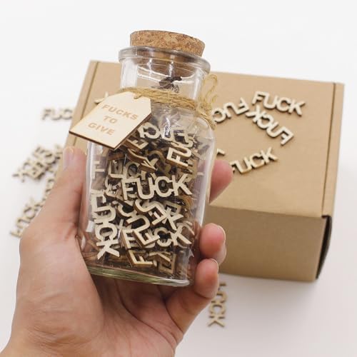 KUMLENMO fuck jar(5oz) Gift Jar,Fucks to Give,Fuck Wooden Cutout