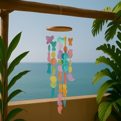 Capiz Shell Wind Chimes,Soothing Sound & Aesthetic Appeal, Pastel