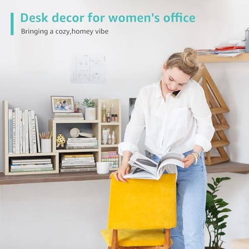 NUTIKAS Desk Shelves Desktop Organizer Shlef - Natural Wood Tone