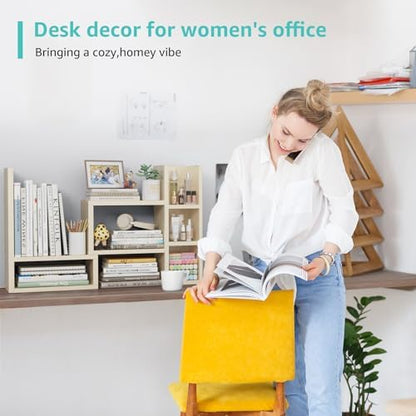 NUTIKAS Desk Shelves Desktop Organizer Shlef - Natural Wood Tone