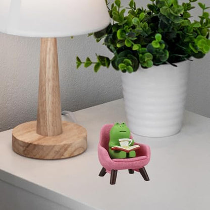 Refintural Miniature Frog Figurines - Funny Frog Sculpture for Shelf