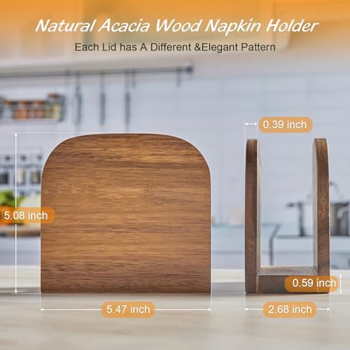 ALELION Acacia Wood Napkin Holder for Table, Wooden Upright Napkin