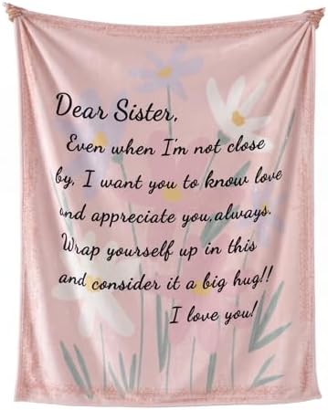 Geniospin Throw Blanket Gifts for Sister, Dear Sister Blanket for