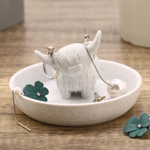 Highland Cow Ring Holder Jewelry Dish Gifts for Women Home Desk Decor