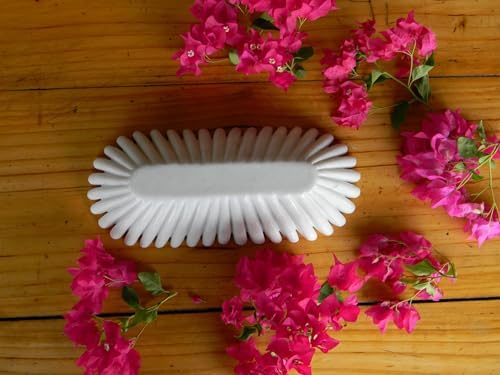 Handcrafted Decorative Marble Scallop Bowl - White Decorative Ruffle