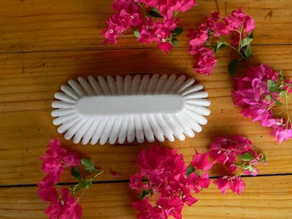 Handcrafted Decorative Marble Scallop Bowl - White Decorative Ruffle
