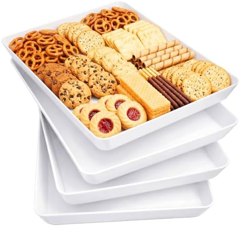 Lifewit 4-Pack 16" x 12" Extra Large Plastic Food Serving Trays for