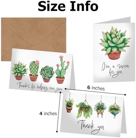 Pro Supply Global 24 Count of 4x6 Pre-Folded Succulent Thank You Cards