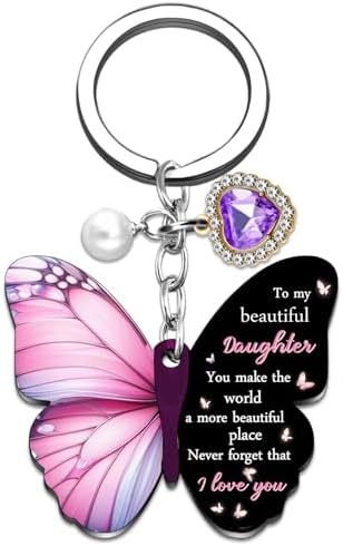 Daughter Gifts from Mom Daughter Gifts Purple Butterfly Keychains
