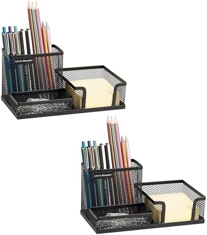 Mind Reader Desktop Organizer, Pen Holder, Clip Basket, Storage