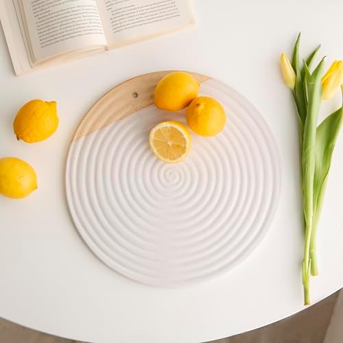 Amarcado Premium Ceramic Serving Platter, White - 12” Round