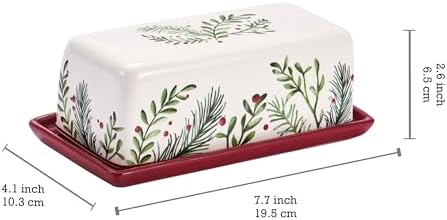 Bico Santa On The Way Ceramic Butter Dish with Lid, Wide Butter Keeper