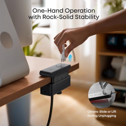 Anker Nano Power Strip, Desk Clamp, 70W Max, 1500J Surge Protector, 2