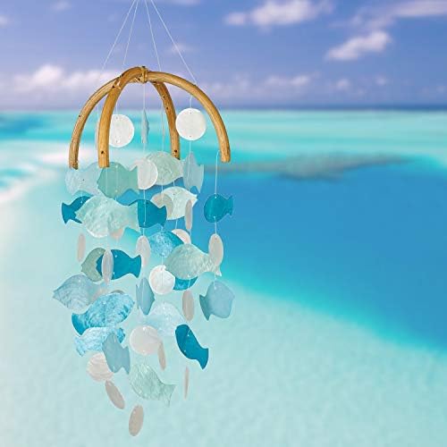 Woodstock Chimes Asli Arts Collection, Fish Capiz Chime, 20'' Round