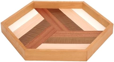 Prometis Hexagon Serving Decorative Tray Sturdy Wooden Handmade,Great