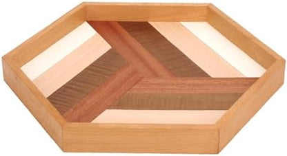 Prometis Hexagon Serving Decorative Tray Sturdy Wooden Handmade,Great