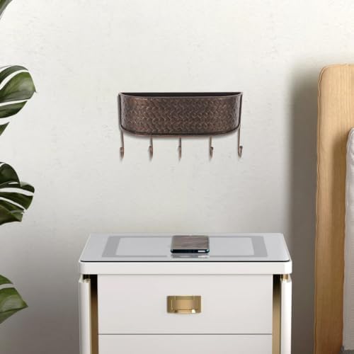 Ipetboom Wall Mounted Key and Mail Organizer Basket, Iron Coffee