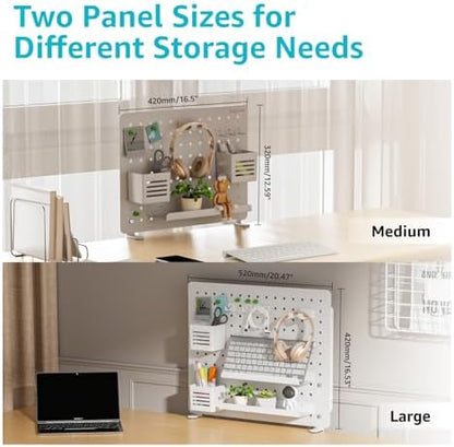 PEGZONE Clamp on Desk Pegboard, 16.5" x 12.6", with 10 Accessories