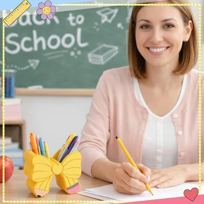 Gilprop Pencil Bow Classroom Decor Cute Teacher Pencil Holder, Yellow