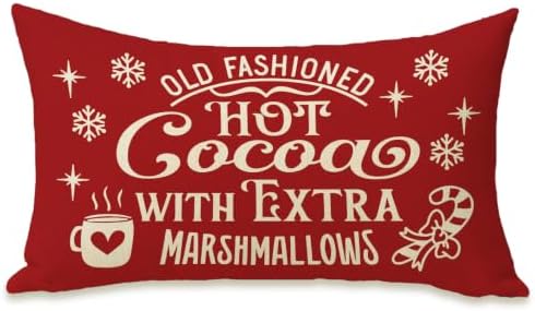 Fahrendom Christmas Pillow Cover 12x20 Old Fashioned Hot Cocoa