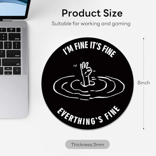 Round Mouse Pad 8x8in Non-Slip Rubber Base for Desk, OK Hand